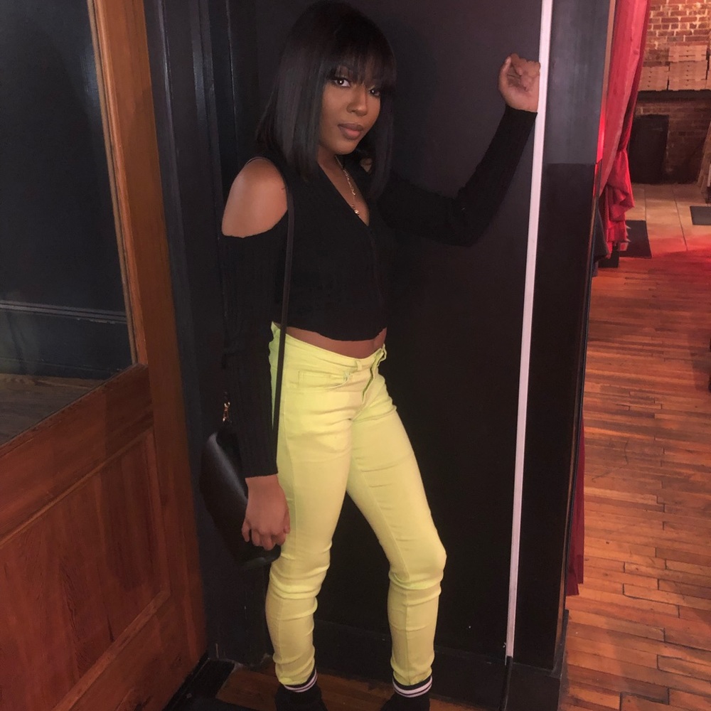 Lime green stretchy pants